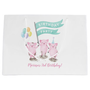 Sac Anniversaire de enfant rose Piggys