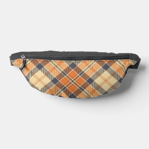 Sac banane à carreaux diagonaux, orange, gris, pêc