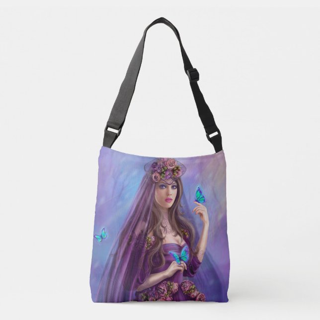 Sac Belle femme fée et papillons bleus (Devant)
