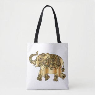 Sac blanc avec un éléphant d'or