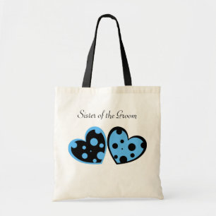 Sac bleu-clair et noir de coeurs