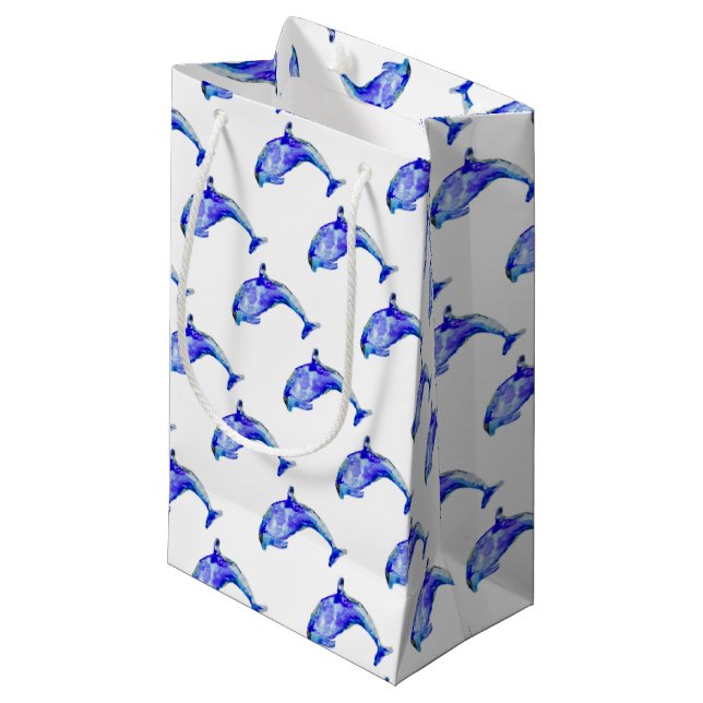Sac bleu de cadeau de dauphin (Devant Angle)