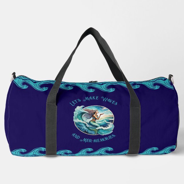 Sac bleu Duffel avec design Sirène (Recto)