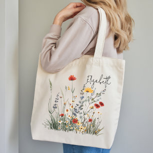 Sac botanique àquarelle personnalisé, Cadeau pour