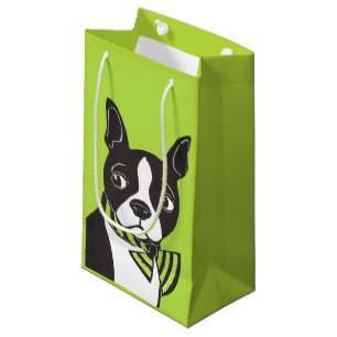 Sac brillant vert de cadeau de Boston Terrier