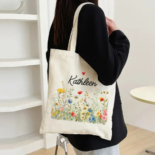 Sac cabas à fleurs personnalisé pour maman, demois