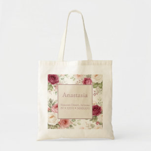 Sac cabas à fleurs personnalisé Vintage Desert Ros
