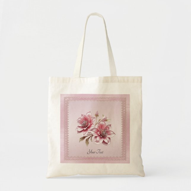 Sac cabas à fleurs roses modernes (Devant)