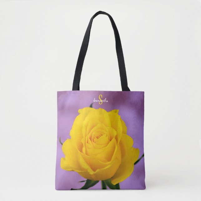 Sac cabas à rose jaune unique (Devant)