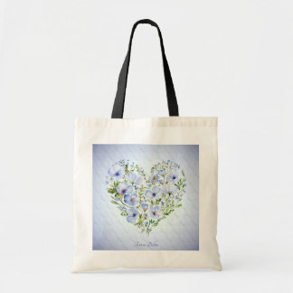 Sac cabas floral à cœur bleu
