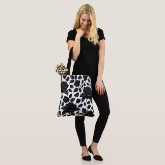 Sac cabas floral à motif Rose noire