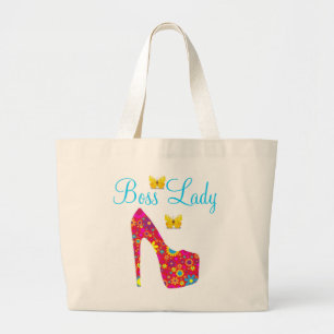 Sac cabas géant Chaussure à talon haut et fleurs B
