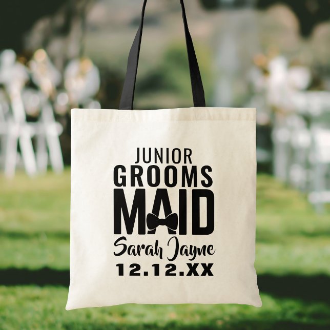 Sac cabas pour Demoiselle d'Honneur Junior de Mari (Perfect wedding favor for your Junior Groomsmaid or Bridesmaid. Just add her name and your wedding)