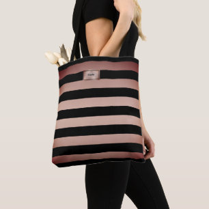 Sac cabas rayures or rose chic
