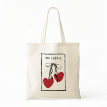 Sac cabas romantique Ma Chérie | Cerise à coeur mi