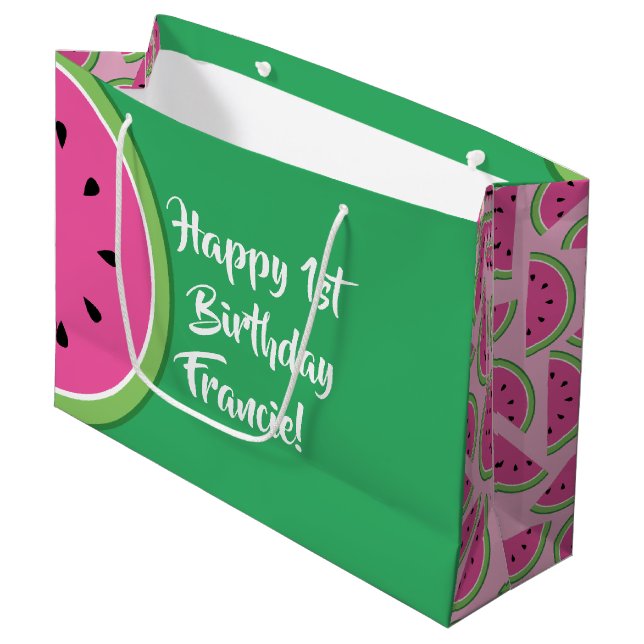 Sac cadeau 1er anniversaire de Watermelon (Devant Angle)