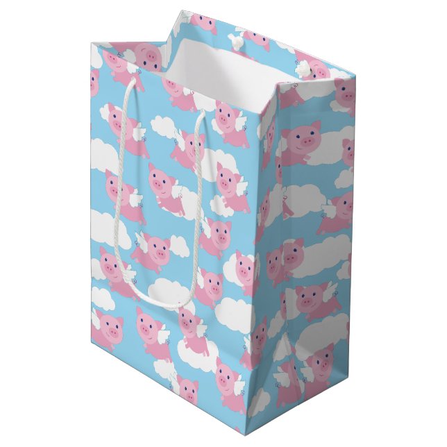 Sac cadeau 1er anniversaire pour porc volant migno (Devant Angle)