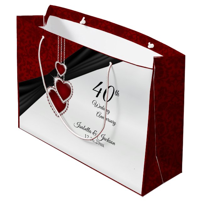 Sac Cadeau 40e anniversaire de la Mariage de Ruby - Grand (Dos Angle)