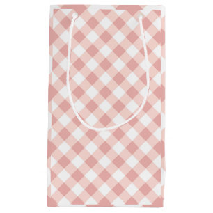 Sac cadeau à carreaux gingham rose et blanc