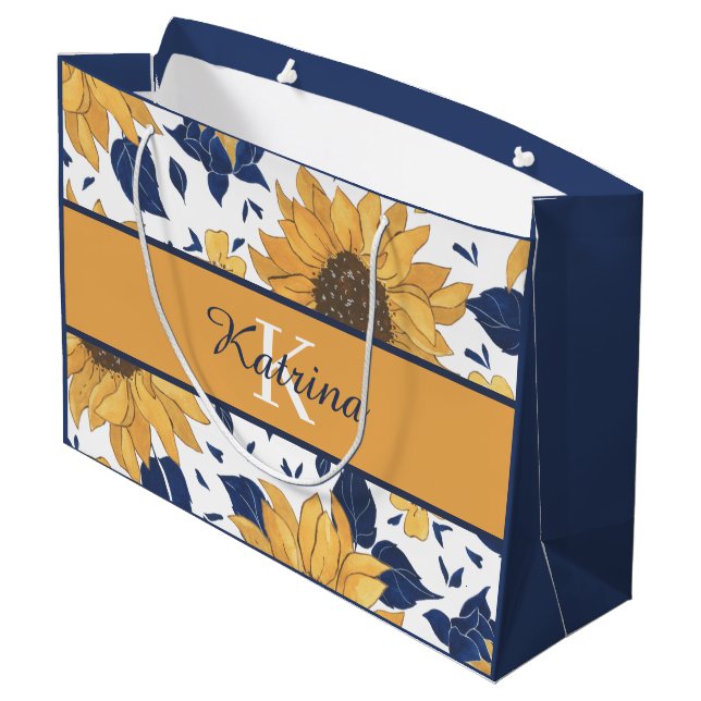 Sac cadeau à monogramme tournesol (Dos Angle)