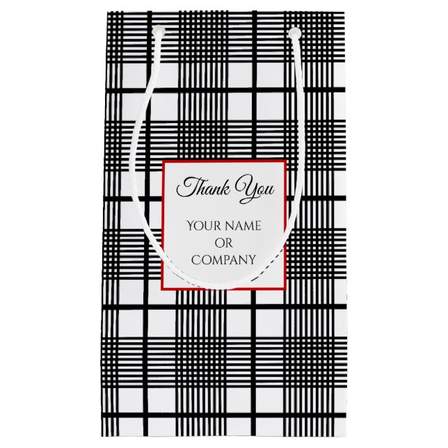 Sac cadeau à motif carreau noir et blanc modifiabl (Devant)