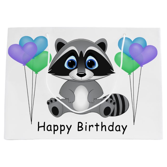 Sac cadeau Anniversaire de enfant Raccoon (Devant)