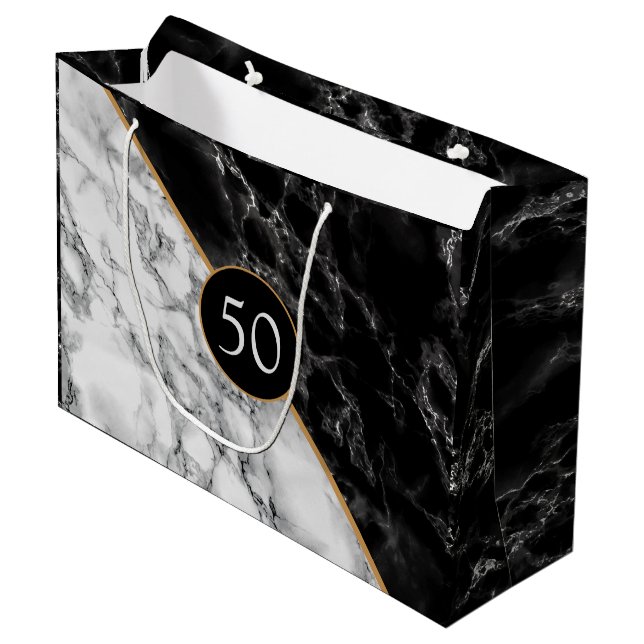 Sac cadeau Anniversaire personnalisé Marbre (Devant Angle)