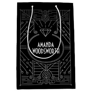 Sac cadeau Art Déco Vintage noir et argent