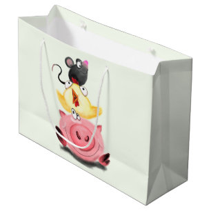 Sac cadeau avec amis cochon d'Inde poulet et souri