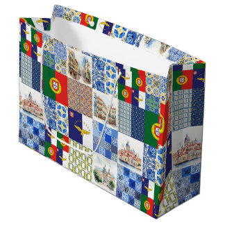 Sac cadeau avec drapeau du Portugal et drapeau des