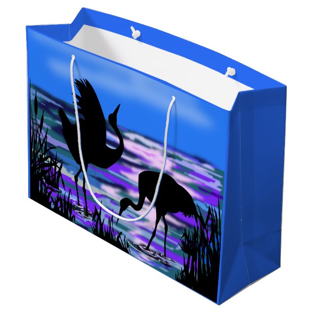 Sac cadeau avec grues Oiseau au lac Sunset (Dos Angle)