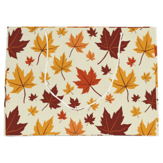 Sac cadeau avec motif de feuillage d'automne