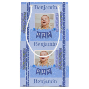 Sac Cadeau Baby Boy 1er Anniversaire Blue Scrapbook Petit Cad