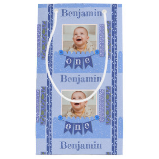 Sac Cadeau Baby Boy 1er Anniversaire Blue Scrapbook Petit Cad
