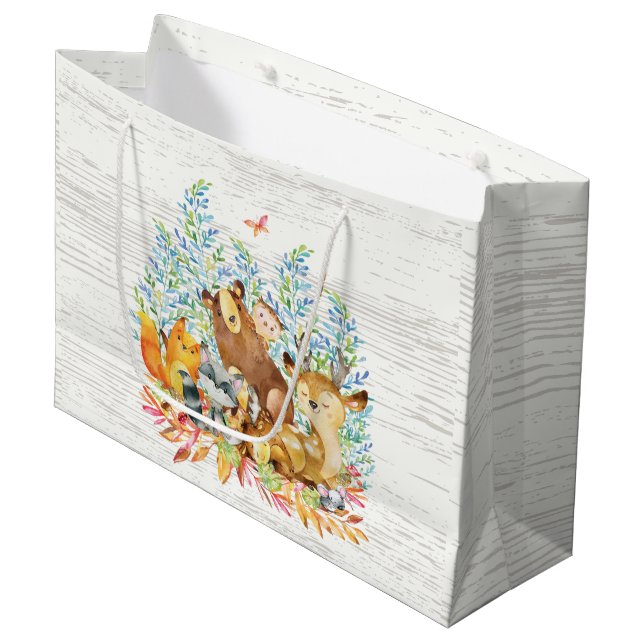 Sac cadeau Baby shower pour animaux de bois (Devant Angle)