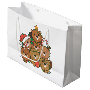 Sac Cadeau Beaver Arbre de Noël Drôle Animal Noël Grand