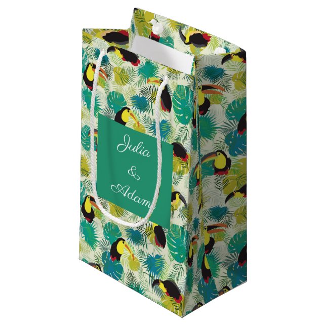 Sac cadeau blanc des toucans (Devant Angle)