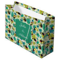 Sac cadeau blanc toucans