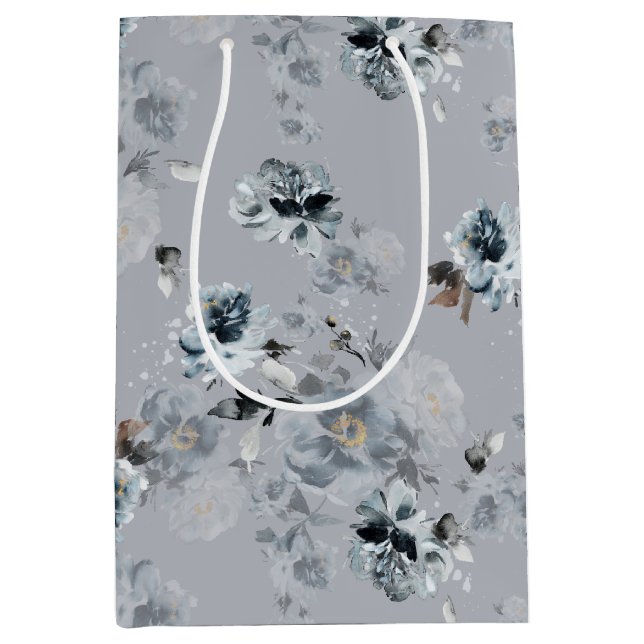 Sac cadeau bleu floral Dusty (Devant)