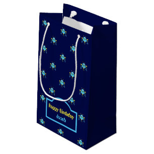 Sac Cadeau Bleu Marine Motif Robot Bleu Ciel