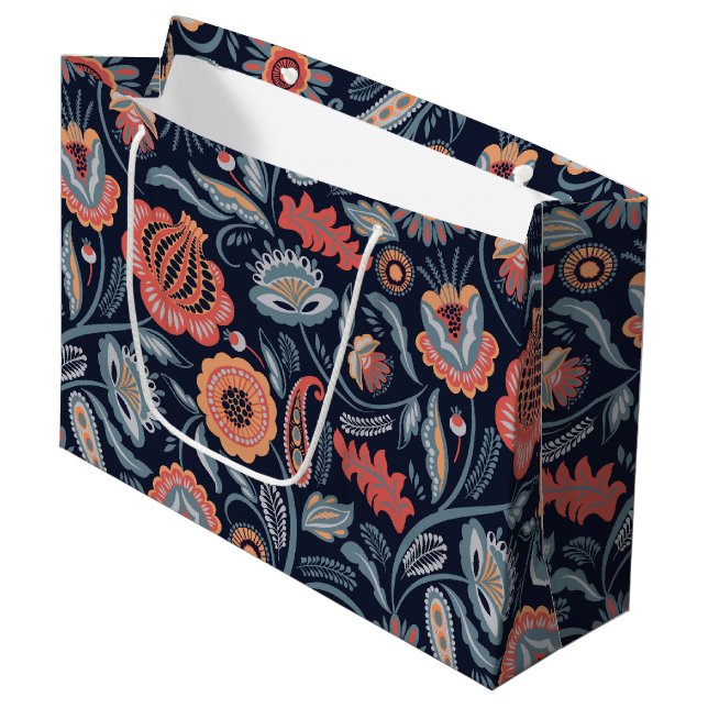 Sac cadeau - Boho Bold Floral Blue (Devant Angle)