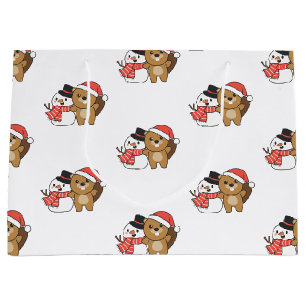 Sac Cadeau Castor Avec Snowman En Hiver À Noël Grand G