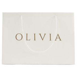 Sac Cadeau Chic crème ivoire minimaliste monogramme grand cad