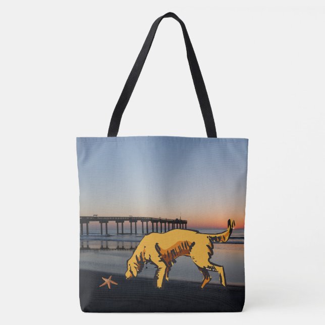 Sac cadeau Chien Jaune Fourre-tout ou épicerie réu (Devant)