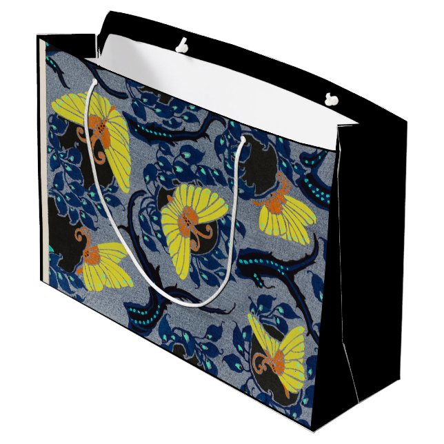 SAC CADEAU CHINOIS BOUTTERFLY MOTIF BLEU ET NOIR (Dos Angle)