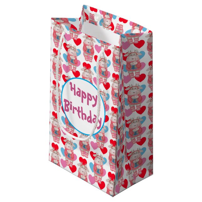 Sac Cadeau Chocolat Chaud Et Coeurs (Devant Angle)