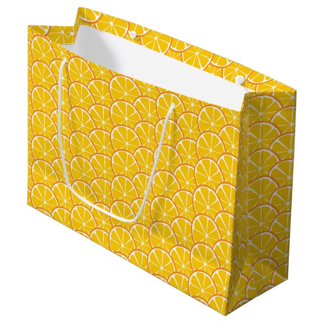 Sac cadeau Citrus Orange Slices été - GRAND (Devant Angle)