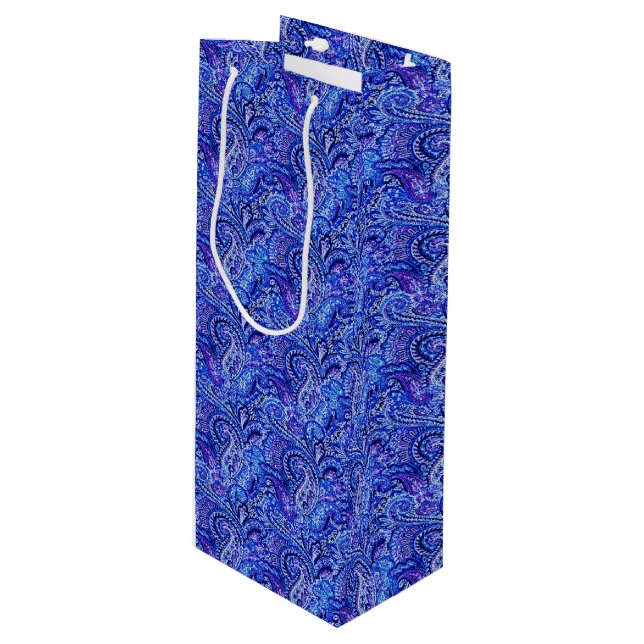 Sac cadeau classique Paisley Vibrant Blue Wine (Devant Angle)