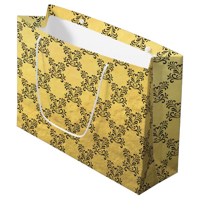 Sac cadeau Classy Faux Gold Foil - Grand, brillant (Devant Angle)