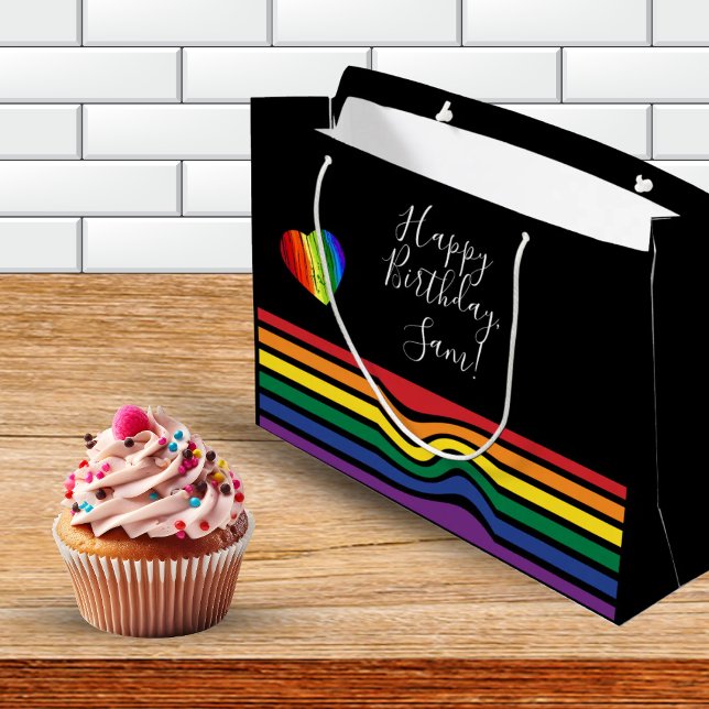 Sac cadeau Coeur Fierté Arc-en-ciel personnalisé (Créateur téléchargé)